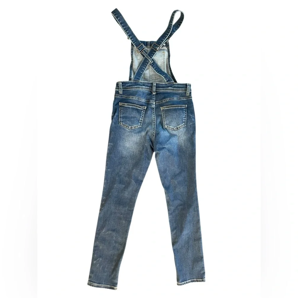 Cat & Jack Girls Denim Overalls Jeans Large 10/12 Super Stretch Adjustable Strap